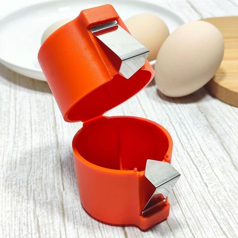 Cascahuevos multifuncional de acero inoxidable y polipropileno: casca huevos crudos y cocidos, fácil de usar, apto para lavavajillas, ideal para el hogar y restaurantes. (1/5)