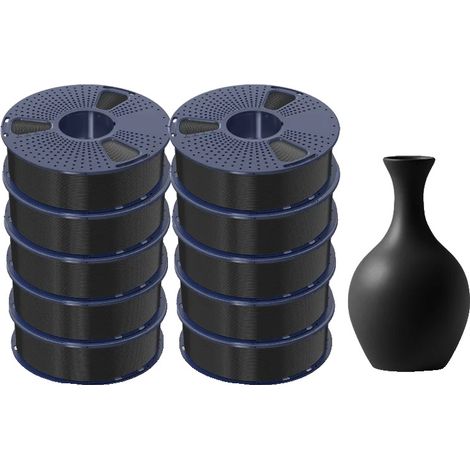 Filamento 3D, elevata fluidità, ecologico, PLA-Meta nero (1/2)