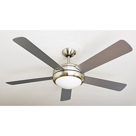 AireRyder FN75539 - Ventilatore da soffitto Ursa con illuminazione e telecomando, rivestimento nickel satinato, pale argento/noce, 132 cm (1/4)
