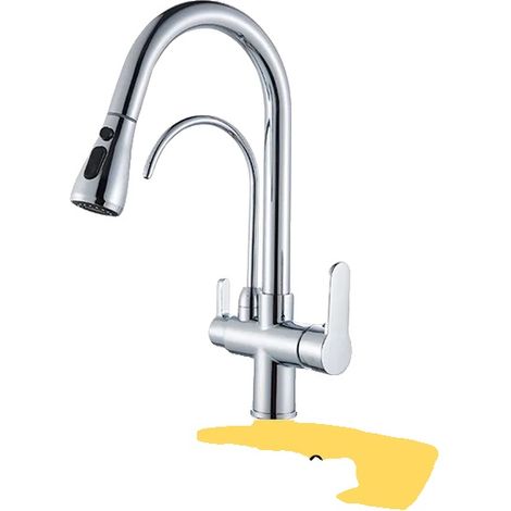 Grifo de cocina, doble manija, caño giratorio de 360 grados, cromado A (1/2)