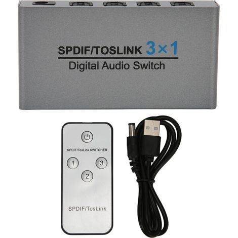 Commutateur audio numérique optique SPDIF/Toslink 3 entrées/1 sortie avec télécommande pour PS5, Xbox et TV HD (1/5)