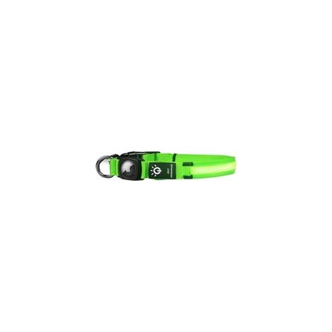 Collier LED ultra-lumineux pour chien – étanche, réglable, rechargeable USB-C, lumière clignotante pour promenades nocturnes et sécurité (vert, taille L) (1/5)
