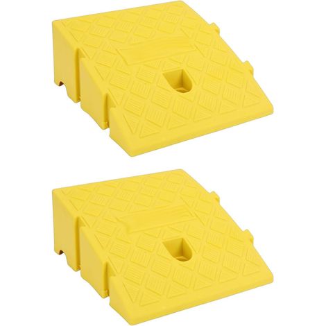 Rampe de Bordure Rampe de Pente de Voiture Portable Durable pour Allées de Garage Parkings Lot de 2 Jaune 9,84x10,63x4,33in (1/5)