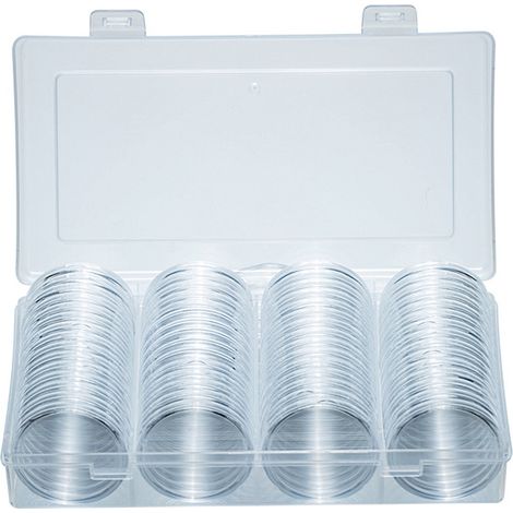 Boîte de rangement ronde pour 60 capsules porte-pièces de monnaie, en plastique, avec boîte de rangement extérieure.