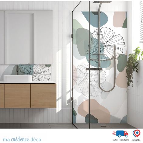 Panneau de douche : Fleurs graphiques - Alu composite - 120 - 245 (1/3)