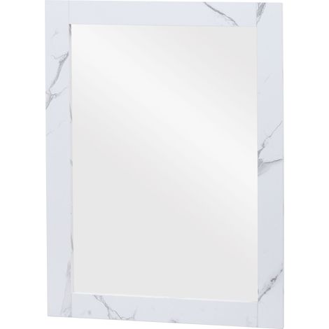 Miroir mural HWC-L86, miroir de salle de bains Meuble de salle de bains, certifié MVG 72x52cm - aspect marbre blanc (1/5)