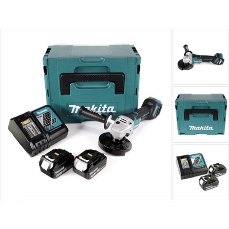 Makita DGA 517 RFJ Akku Winkelschleifer 18 V 125 mm Brushless + 2x Akku 3,0 Ah + Ladegerät + Makpac