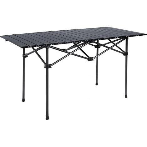 TRADE SHOP - Tavolo Pieghevole Da Campeggio Esterno Portatile Giardino Balcone Pic Nic Nero 632837 -