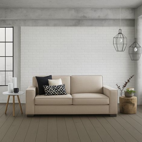 Dmora - Sofá fijo Dospin, Sofá de 3 plazas, 100% Made in Italy, Sofá de salón en tela, con reposabrazos estándar, Cm 220x95h90, Beige (1/5)