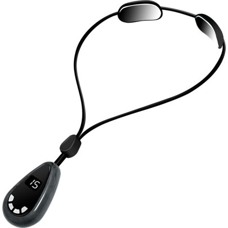 Dispositivo de masaje portátil que alivia el dolor de cuello y hombros, 6 modos, 15 niveles de intensidad, 3 temperaturas, pantalla digital, recargable. (1/5)