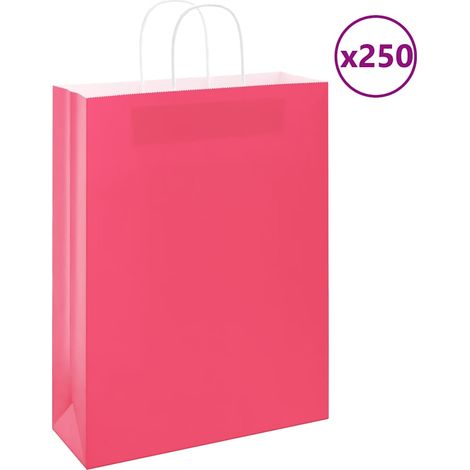 Papiertragetaschen 250 Stk. mit Henkeln Rosa 32x12x42 cm