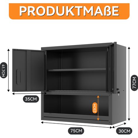 Armoire à outils murale en métal de 77 cm de haut avec porte verrouillable, 1 étagère réglable et 1 tiroir ouvert – idéale pour garage, entrepôt, bureau (assemblage requis) (1/5)