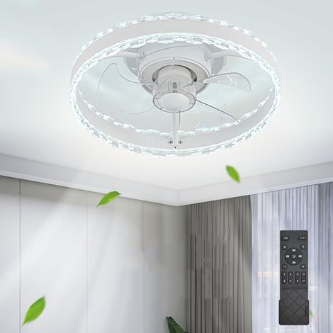 Ventilateurs de plafond avec lumières, ventilateur de plafond encastré à profil bas avec lampe et télécommande, 6 vitesses de vent, 40 cm (1/5)