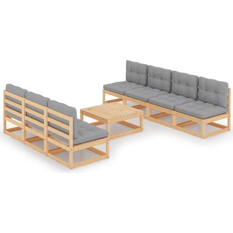 8-tlg. Garten-Lounge-Set mit Kissen Kiefer Massivholz vidaXL