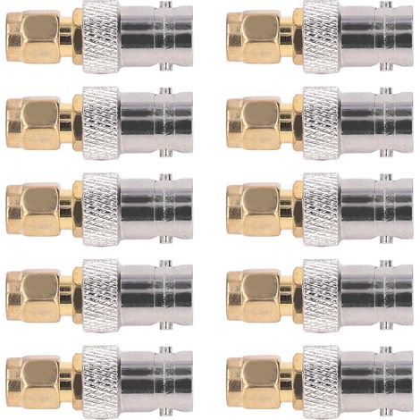 10 Pièces Adaptateurs Câble Coaxial RF BNC Femelle vers SMA Mâle, Kit Connecteurs pour Antennes (1/5)