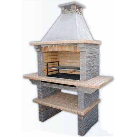 421D Mediterrani Masonry Barbeque - Composite Slate - L68 x W163 x H238 cm - Grey