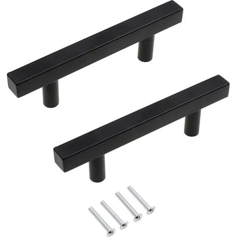 Set di 2 maniglie per mobili da cucina in acciaio inox nero opaco, stile moderno e semplice, 96 mm