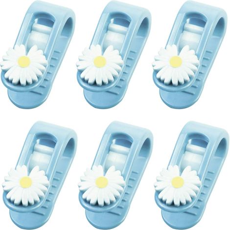 6 clips de housse de couette en forme de fleur sans aiguille (bleu)