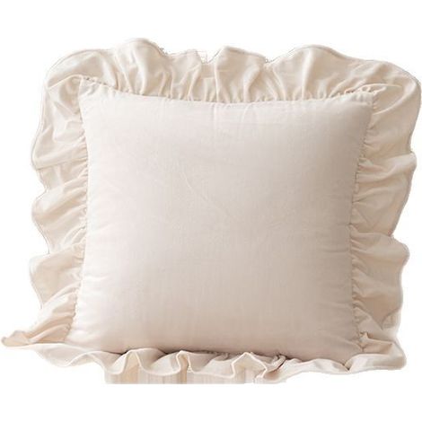 Nouvelle taie d'oreiller en velours hollandais uni, style INS, avec dentelle. Compatible avec les coussins de canapé blancs. (1/5)