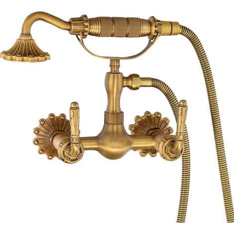Mitigeur bain-douche mural rétro Silla, robinet de baignoire en laiton, économie d’eau, design vintage, Doré antique