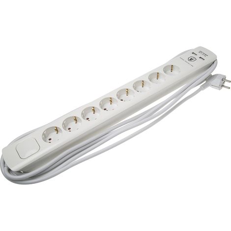 Rallonge électrique 5m, 8 prises Schuko, 250 V 16A ( Prix pour 1 ) (1/2)