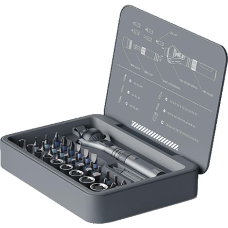 Ensemble d'outils à cliquet de douilles métriques et clés – 40 précision multifonctionnels avec rotation 180 degrés Kit complet pour réparation matériel - (1/5)