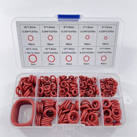 Kit de 351 Joints Toriques en Silicone Résistants à l'Huile et Haute Température, Assortiment pour Réparation Automobile et Étanchéité de Tuyaux, 1 pièce (1/5)
