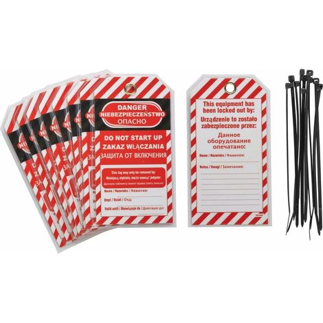 THIRARD - Lot de 10 étiquettes "DANGER - DEFENSE D'ENCLENCHER" - Langue GB/PL/RU - THIRARD