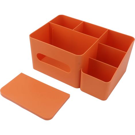 Boîte à Mouchoirs avec Couvercle en Plastique - Organisateur de Bureau Élégant pour Maison et Bureau, Surface Lisse, Couleur Orange (1/5)