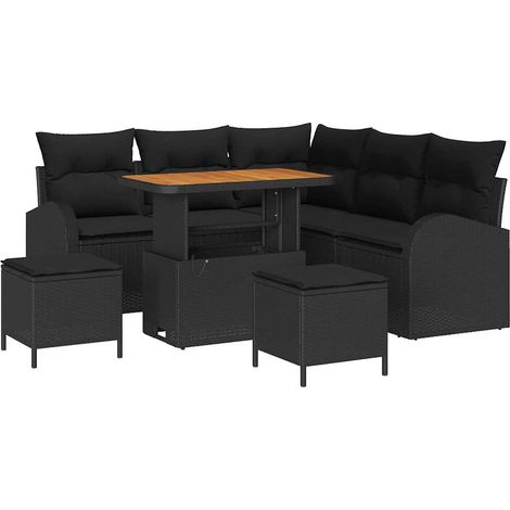 Garden Sofa Set with Cushion with Storage 8 pcs Black vidaXL