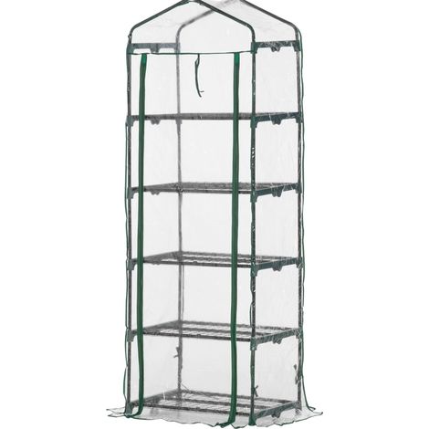 Mini serre de jardin transparente à 5 niveaux, 69 x 49 x 193 cm, structure en acier et housse en plastique, idéale pour semis et légumes CHICFURN (1/5)