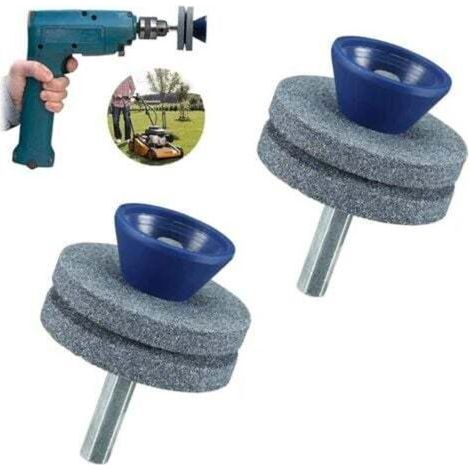Two double-layered, wear-resistant lawnmower blade sharpeners, suitable for most electric or manual drills. (1/4)