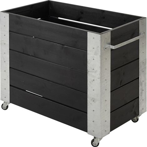 Plus Blumenkasten Cubic 87 x 50 x 70 cm schwarz mit Räder Pflanzkasten