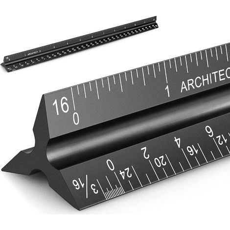Règle Architecte - Triangle Aluminium 30 Cm - 6 Échelles - Pour Dessin Technique Et Plans - 1 Pièce (1/5)
