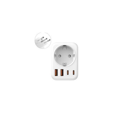 5 en 1 Adaptateur Prise Italienne vers France, Adaptateur Prise Italienne, 2 USB C, 2 USB A, Europe FR 2 Broches vers US 3 Broches, pour Italie, Chili, Maldives, Saint Marin, Vatican,Type L (1/5)