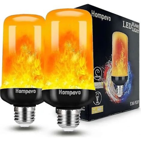 [Amélioré] Ampoule LED à effet flamme, 4 modes de scintillement, culot E26/E27, lampe flamme, Noël (lot de 2)-AquaForge (1/5)
