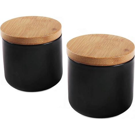 Boîte de rangement en silicone, bambou et céramique, avec couvercle, noire, pour l'organisation de la maison dans la cuisine et sur le plan de travail.-AquaForge (1/5)