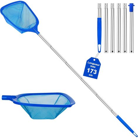 Kescher mit Griff, 81–173 cm, ultrafeines Maschennetz für Schwimmbecken, Fischteiche, Whirlpools, Gartenteiche, Algenbekämpfung, aufblasbare Pools, passend für Bestway und Jacuzzis (1/5)