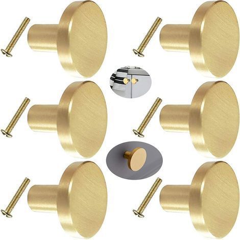 Boutons de tiroir, boutons de meubles dorés, boutons de porte ronds, boutons de tiroir en laiton doré, poignées de porte de cuisine décoratives – 20 x 25 mm (1/5)