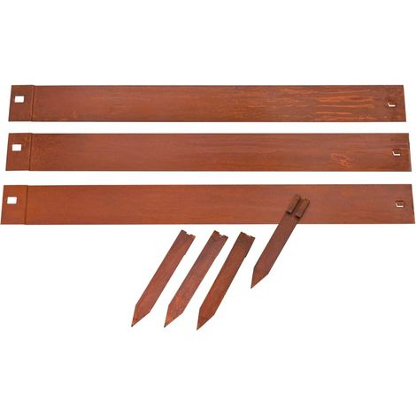 Bordures de jardin 3 pcs 91,4x10,2 cm acier corten Nature