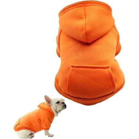 Sweats Capuche pour Chiens Vtements Chauds Capuche pour Animaux de Compagnie Taille XXL Couleur Orange PZCC (1/4)