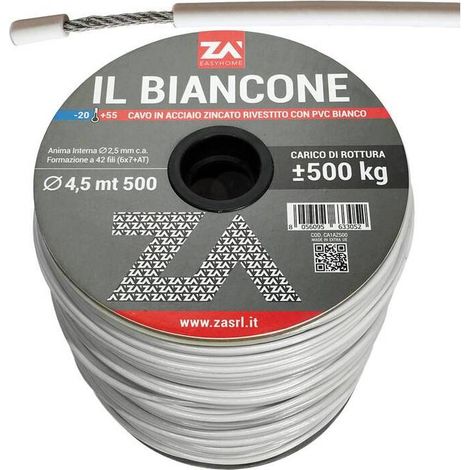 500 x FILO STENDIBIANCHERIA BIANCONE ACC ZIN D 4,5 MM