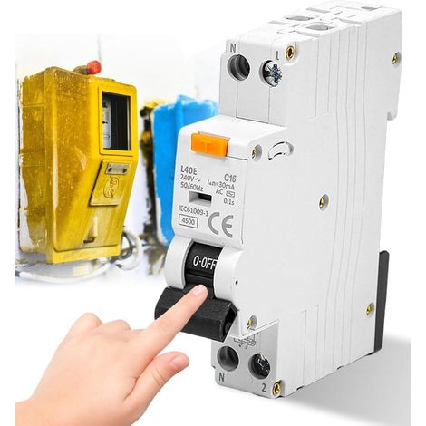 Interrupteur FI/LS C16, 30 mA - Disjoncteur différentiel C16 RCD 6 kA 1P+N type A avec courant nominal RCBO 16 A 230 V, montage sur rail DIN - Courbe C (1/5)