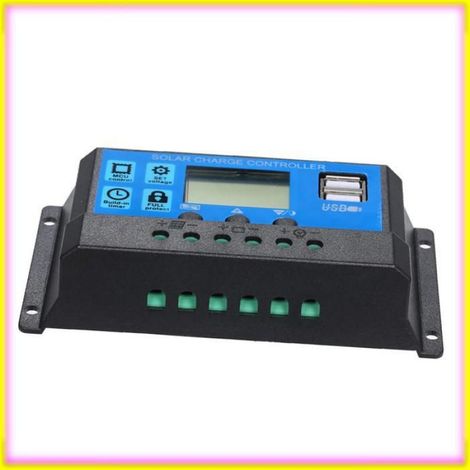 keenso Contrôleur de solaire 20A 12V / 24V Contrôleur Solaire Chargeur Batterie Sortie USB 5V 2.5A Bleu jardin spot Bleu et 20A (1/5)