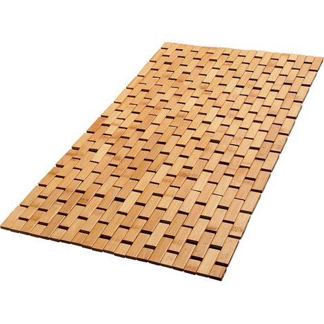 Tapis de Bain Pliable en Bois de Bambou Naturel, Grand Tapis de Bain Pliable, Accessoires et décoration pour Salle de Bain, Sauna, Spa, Baignoire ou Porte, Indispensable pour la Maison (1/5)