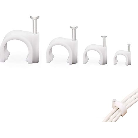 400 Pièces Cavalier Cable Electrique,Fixation Cable Electrique,Attache Fil Electrique, Clips cable,avec Clou en Acier, Fixation cable electriqu, 4 tailles de 4 mm, 6 mm, 8 mm, 10 mm (1/5)
