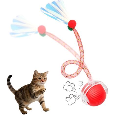 Balle Interactive pour Chat d’Intérieur Automatique, Jouet Intelligent 3e Génération avec Queue Élastique, 2 Modes de Vitesse, Activation par Mouvement, Rechargeable USB-C, pour Chats et Chatons (1/5)