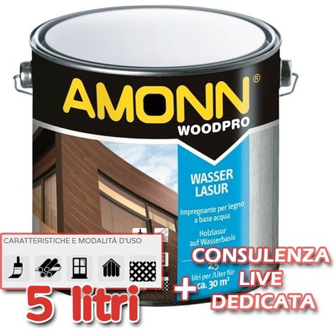 Impregnante a base acqua per legno amonn wasserlasur 91 bianco coprente 5 lt (1/2)
