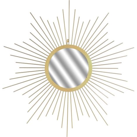Paris Prix – Miroir mural rond 66cm or – Verre et métal – Design soleil – Pour espaces modernes (1/4)