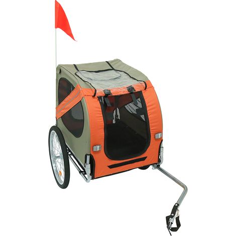 Hund Fahrradanhänger Hundeanhänger Anhänger Hundetransporter Fahrrad Anhänger inkl. Kupplung (Orange+Grau)